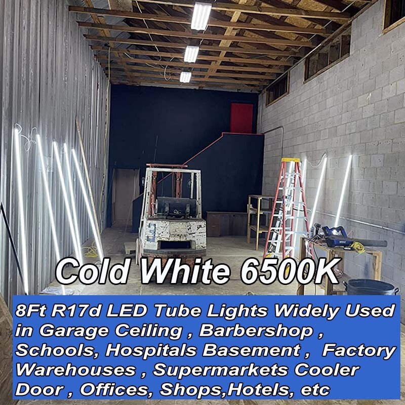 8FT LED Tube Light Bulbs HO Base T8 Rotatable 144W R17D 8 Foot LED Shop Light