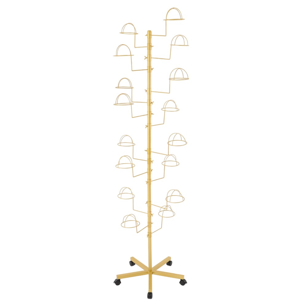 Freestanding Hat Display Rack with Adjustable Hooks & Lockable Wheels