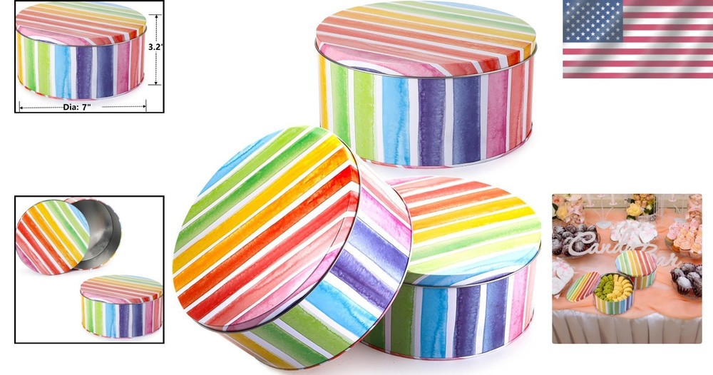 Sturdy 3 Pack Cookie Tins - Hand Wash Only, Ideal for Spring & Easter Gifts