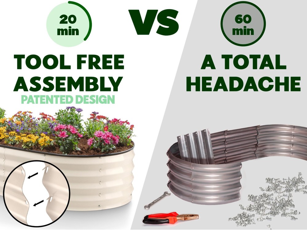Plant & Plot Galvanized Raised Garden Beds Outdoor // 4×2×1 ft Planter