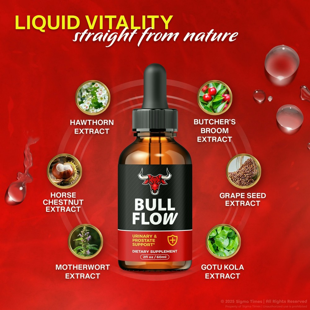 (3 Pack) Bull Flow for Prostate, Advanced BullFlow Drops for Men