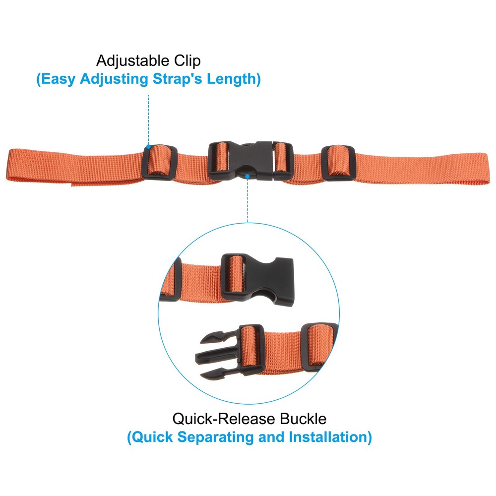 2 Pack Backpack Chest Strap Set Strap with Quick-Release Buckle, Sky Blue,Orange