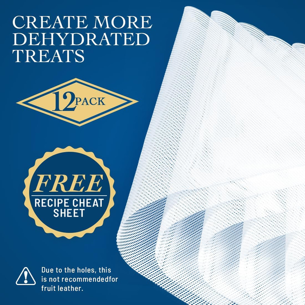 Silicone Dehydrator Sheets 14X14 (12 Pack) Fine Mesh Tray Liners for Excalibur,
