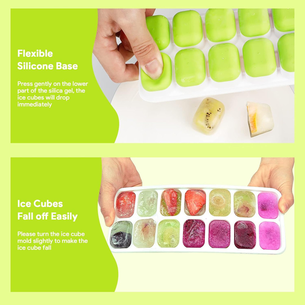 Ice Cube Trays 4 Pack, Airabc Silicone with Removable Lid, Easy-Release Flexible