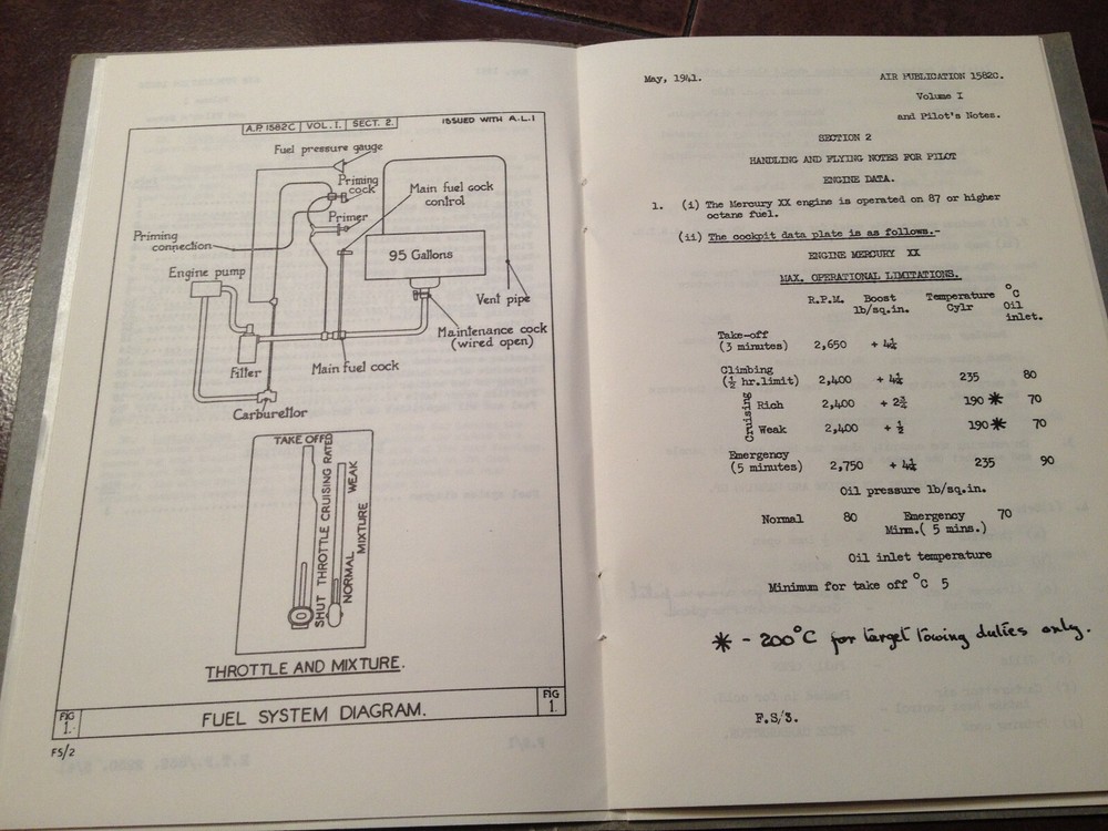 Westland Lysander III/A with Mercury XX Engine Pilots Notes POH type Book