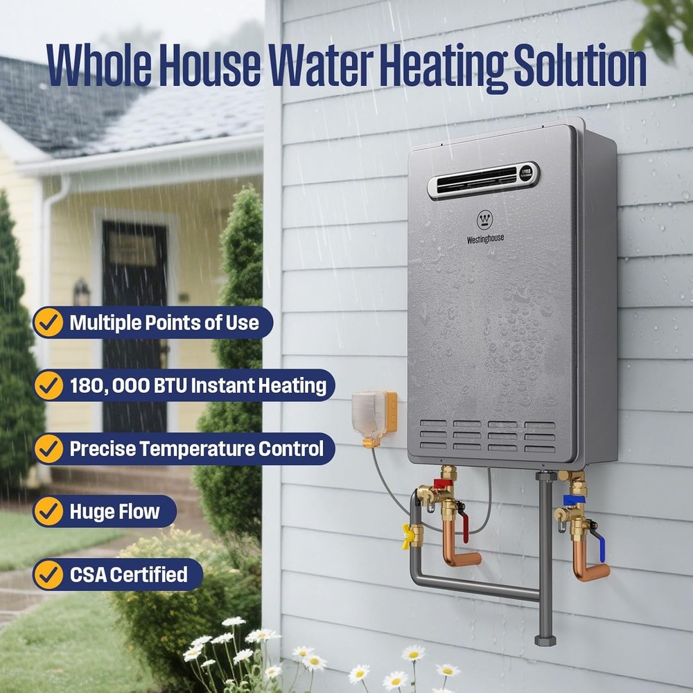 Westinghouse 26L Outdoor Tankless Water Heater Natural Gas For WHOLE HOUSE USE