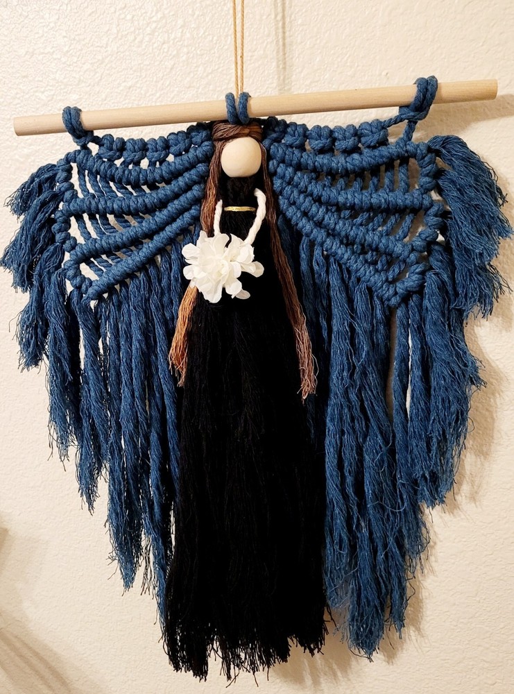 Macrame Handmade Wall Hanging Decor Crocheted Angel Doll Made From Cotton Thread