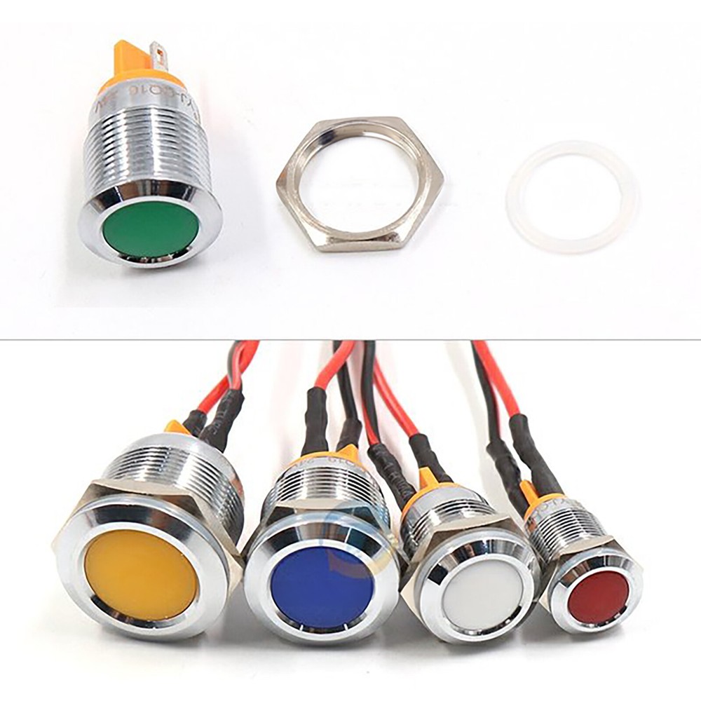 8mm-22mm Waterproof LED Indicator Warning Signal Light Thread Metal Panel Mount