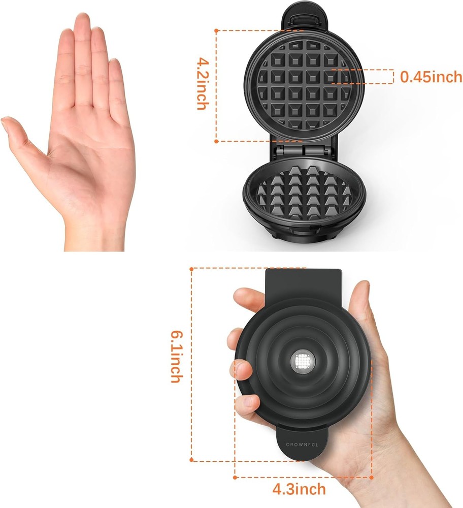 Mini Waffle Maker 4 Inch Nonstick Compact Design