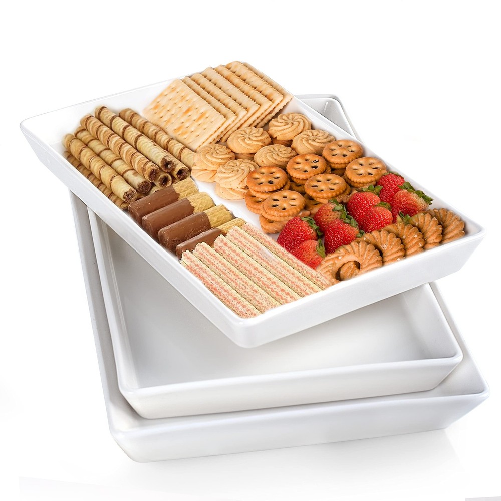 Delling Large Serving Platter, 16/14/12 Inch Rectangular Serving Trays for Se...