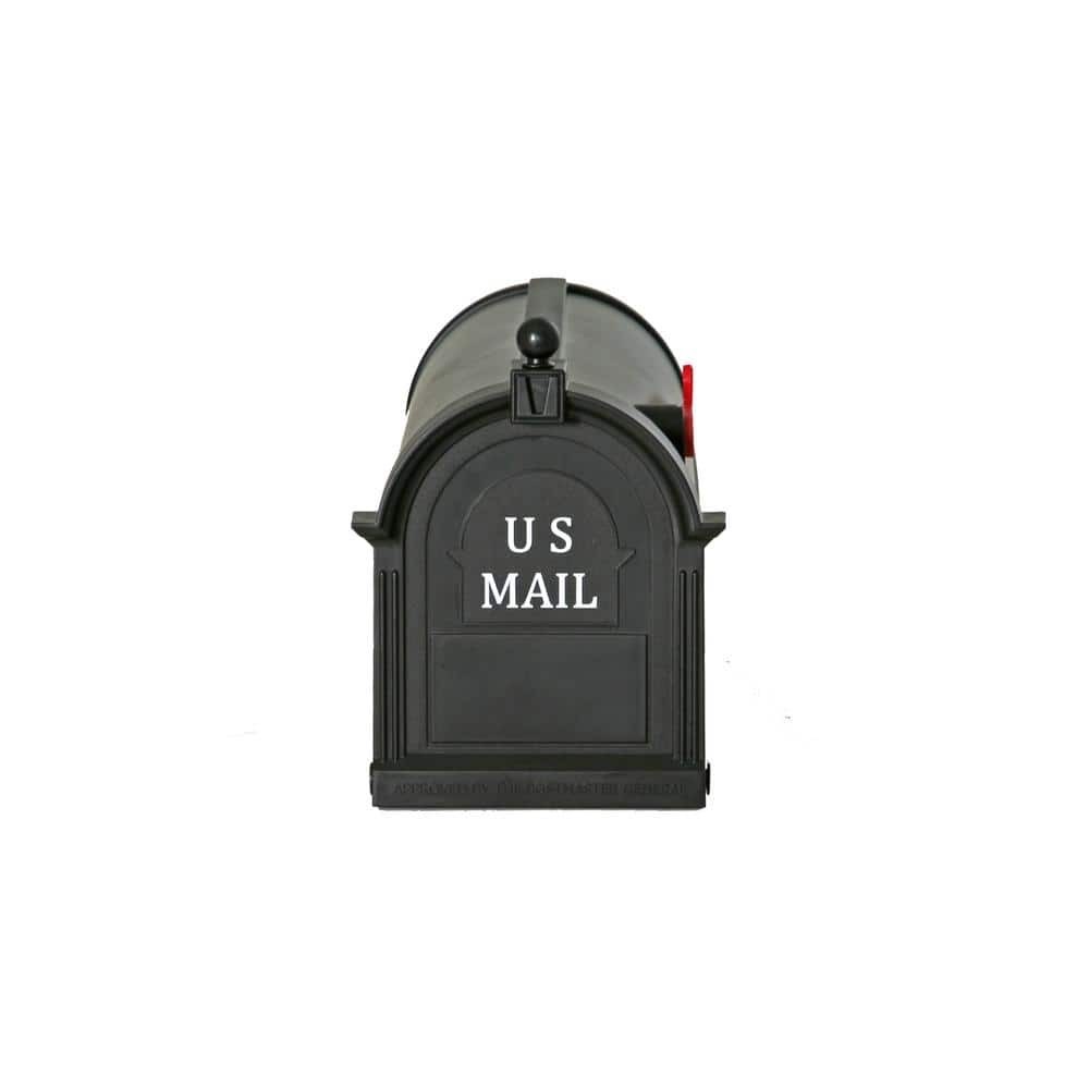 Postal Pro Post Mount Black Plastic Large Mailbox