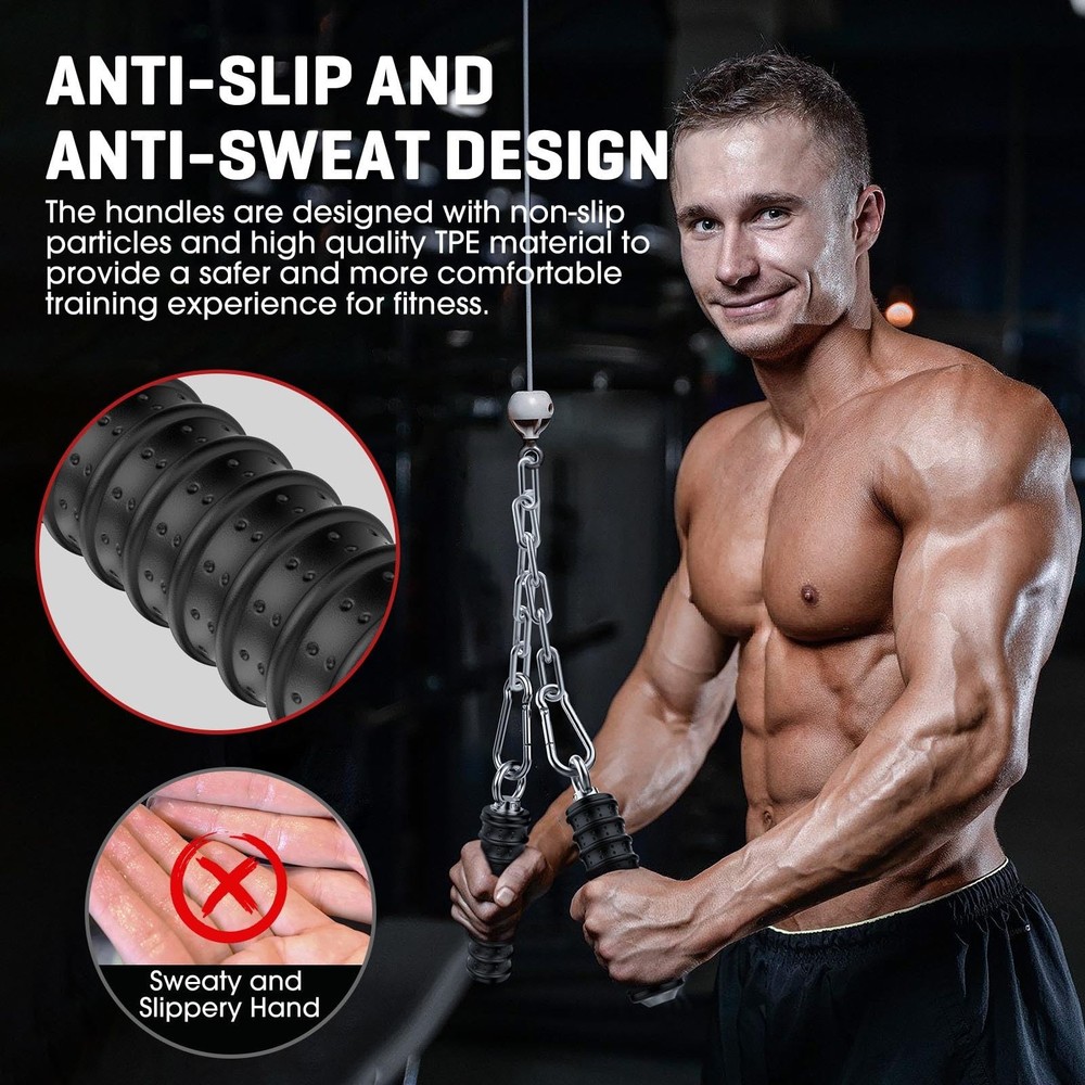 Anobeyi LAT Pulldown Grip Cable Machine Attachment, Black-1pc( Single Handle)