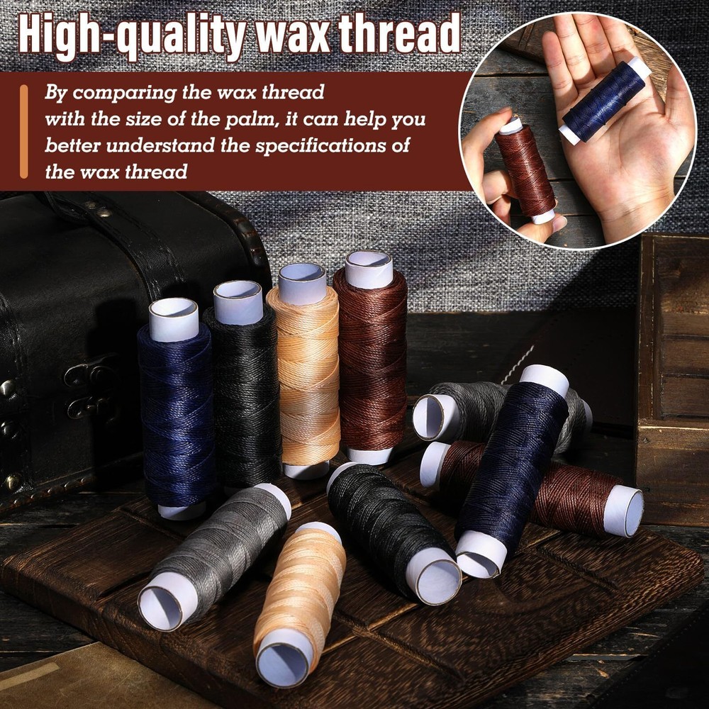 0.55 mm 54 Yards Leather Thread Waxed Thread for Leather Black