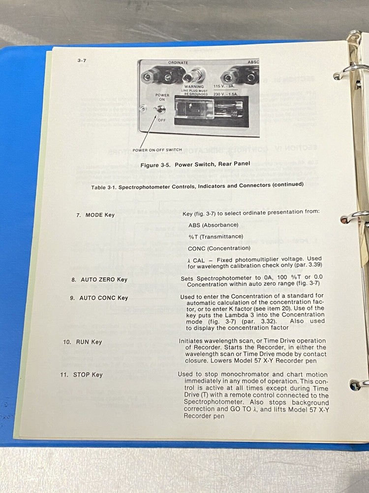 Perkin Elmer PE Lambda 3 Spectrophotometer UV Visible - Users Guide / Manual