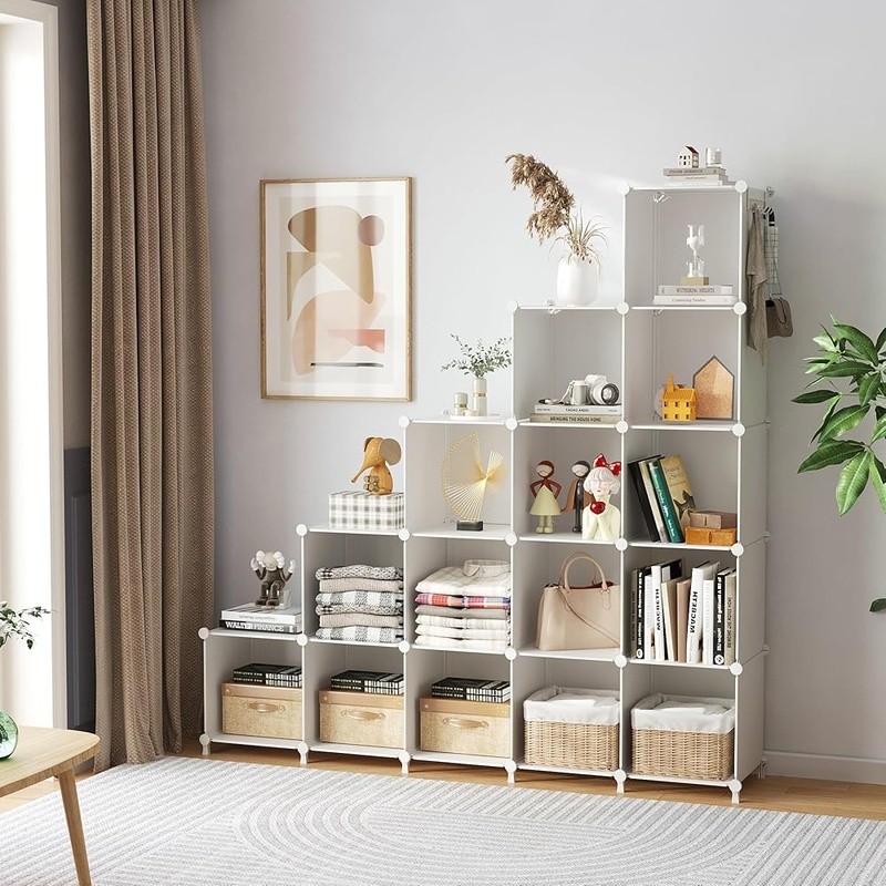 16 Cube Portable Storage Organizer Stackable Closet Shelves Multi-Purpose Unit