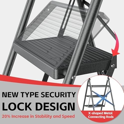 Step Ladder Foldable Folding 3 without Tool Platform, Black and Yellow