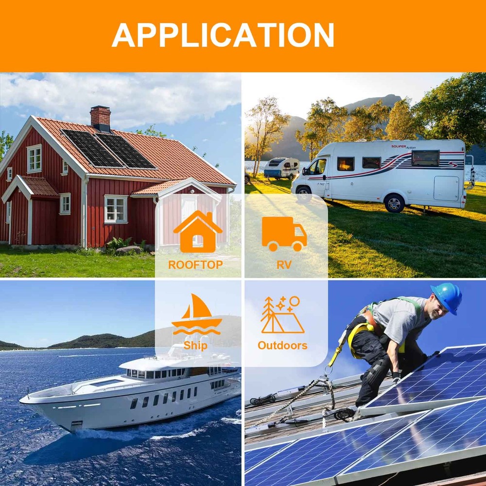 200W Solar Panel 12V Monocrystalline Solar Module PV Panel RV Off-Grid System