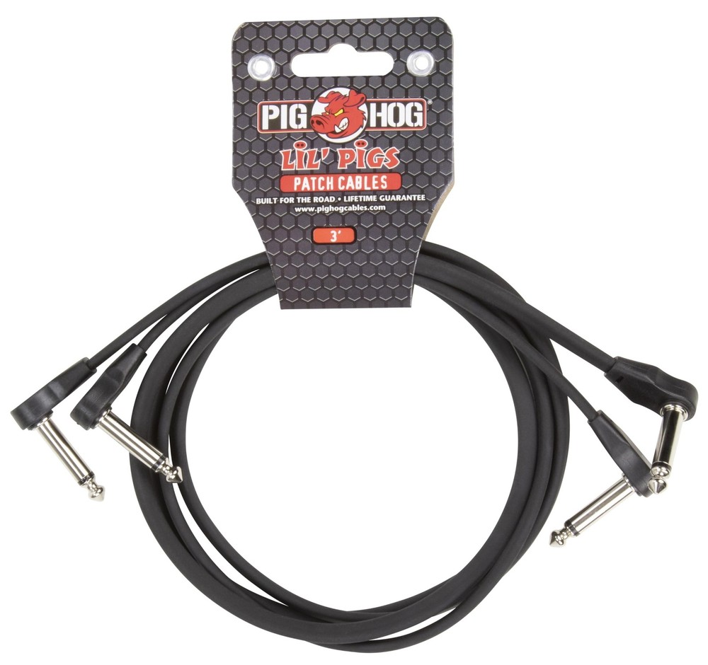 Pig Hog PHLSK3BK Low Profile Patch Cables 3ft 2pk
