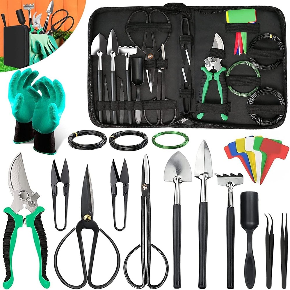Bonsai Tools Kit - 24 PCS Bonsai Tree Kit Tools for Beginners, Bonsai Tool Set