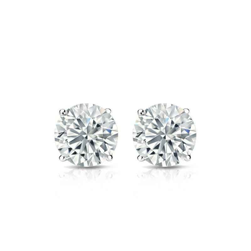 Men's Simulated Diamond Solitaire Stud Earrings 14K Solid Gold Plated Silver