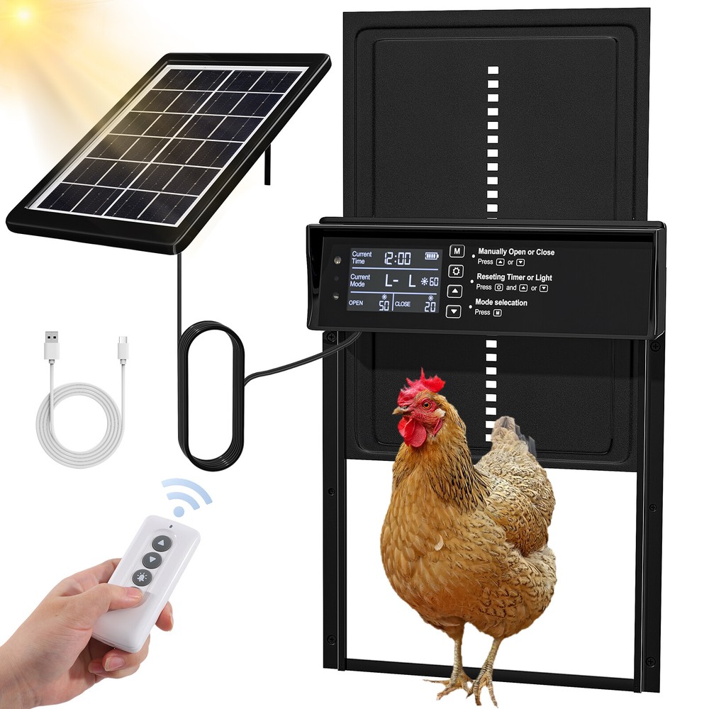 Automatic Solar Chicken Coop Door 4 Modes w/ Timer & Light Sensor Remote Control