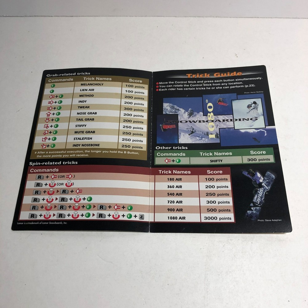 1080 Snowboarding Reference Card ONLY! (Nintendo 64, N64) Original