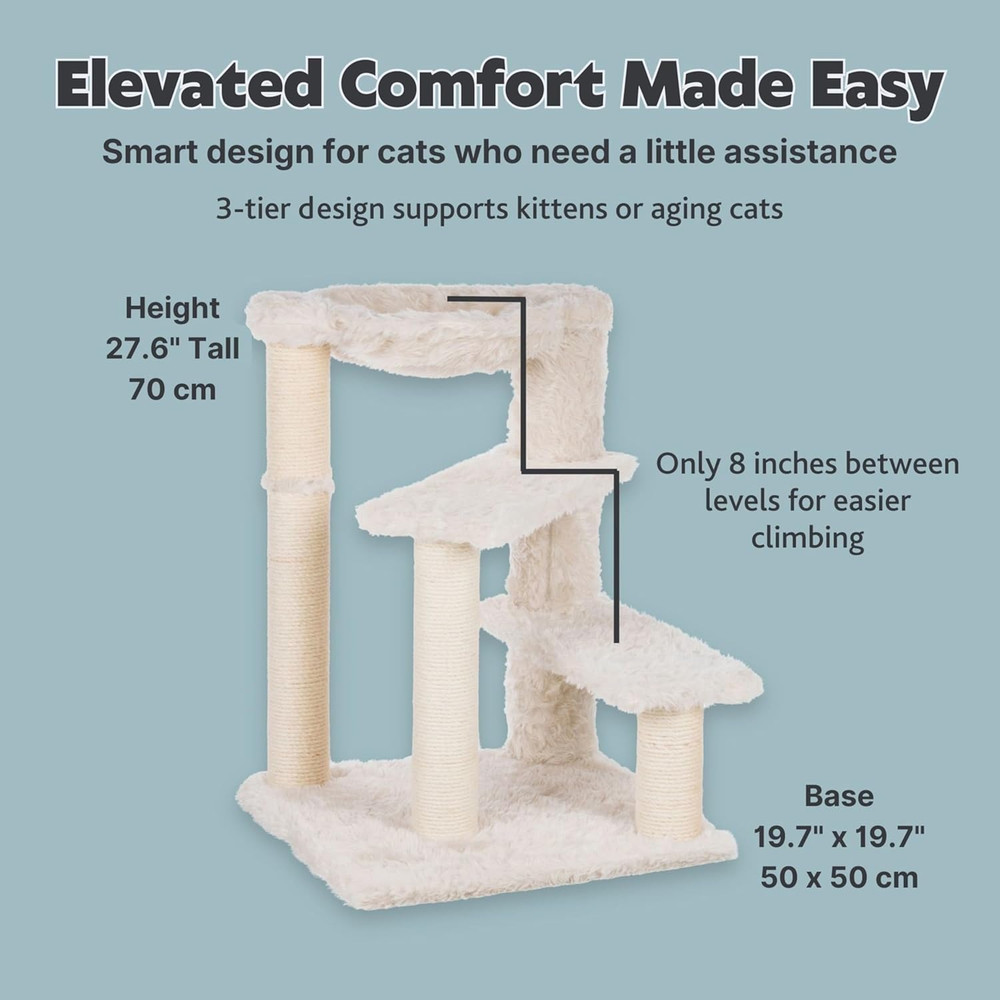 Baza Scratching Post – Cat Tower with Jute Posts, Hammock & Step Platforms – Ind