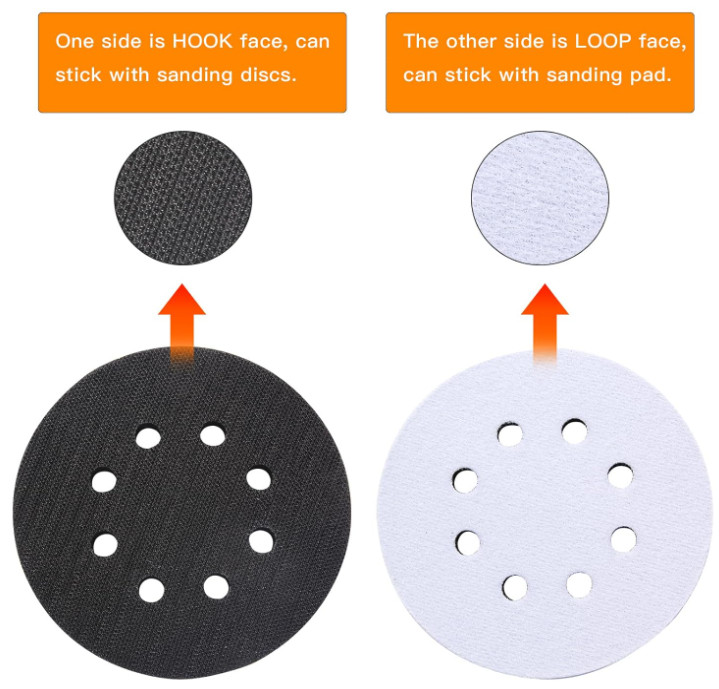 6 Pack 5in 8 Hole Interface Pad Orbital Sander Foam Hook Loop Pads