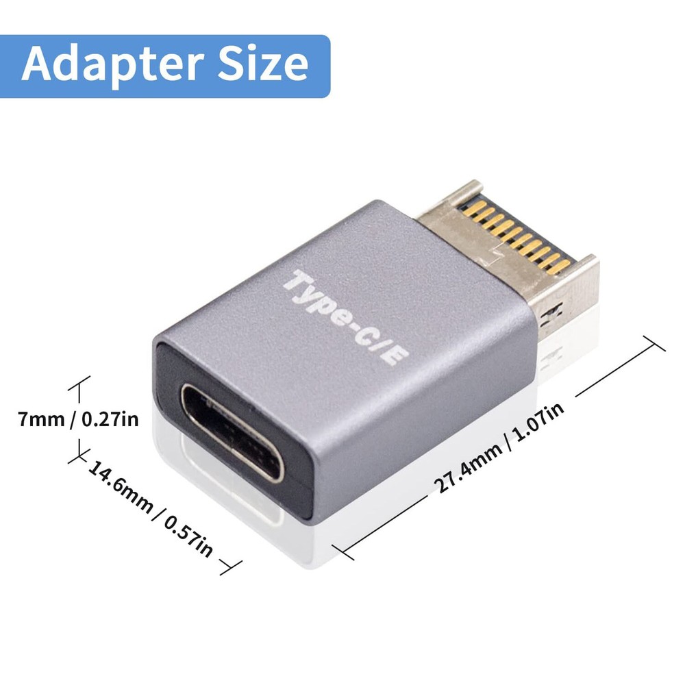 USB 3.1 Type E Male Front Panel Header to C 3.1 Female Data Converter Adapter