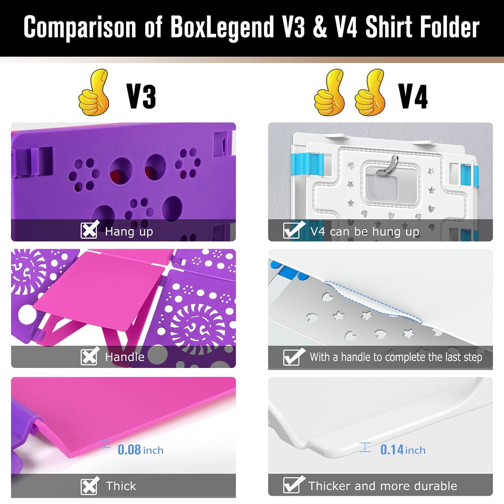 Version 4 Shirt Folding Board t Shirts Clothes Folder Durable Plastic Laundry...