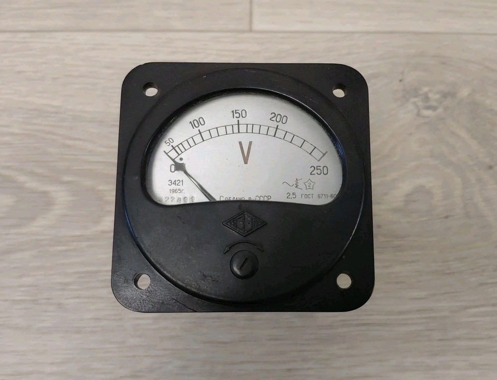 Panel Voltmeter Vintage Soviet Voltage indicator USSR, 0-250V, 1965