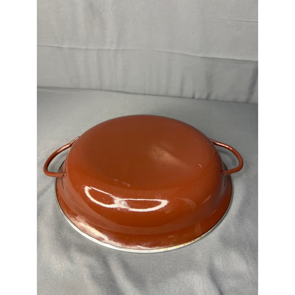 Vintage MCM Cast Iron Sizzle Server 8.5" Double Handle Brown Used