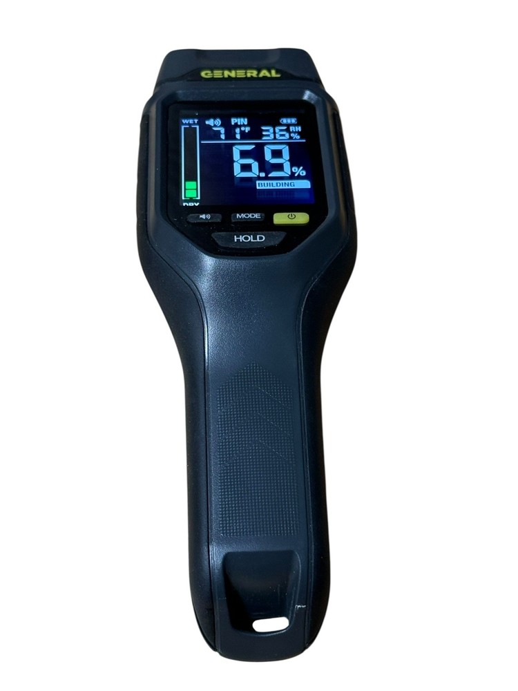 General Tools Pin Moisture Meter MM17 Backlit Display for Wood Drywall EUC