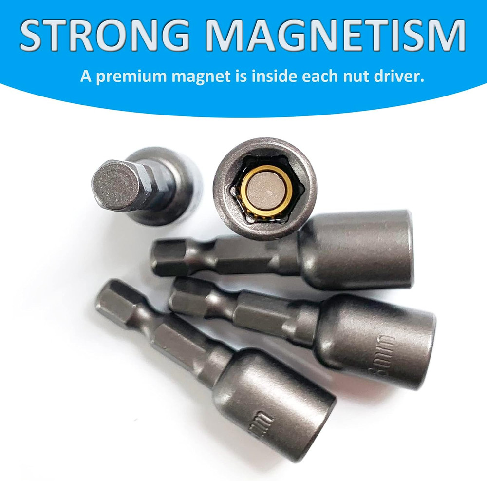 5/16 Nut Driver Bit Set 10PCS Hex Shank Magnetic Socket Quick Change Impact Tool