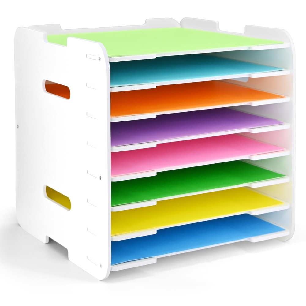 12x12 Paper Organizer, 8-Tier Scrapbook Paper Storage, Stackable Desktop File...