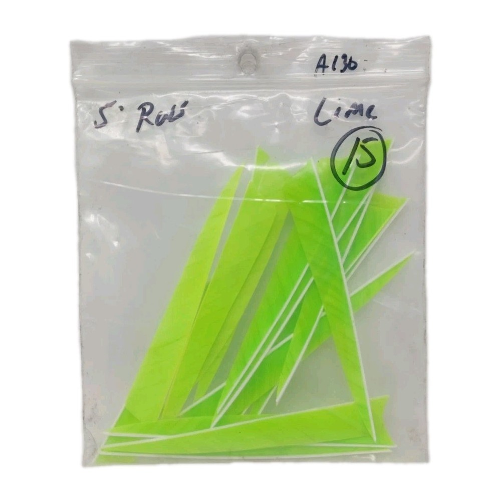 15 Count Archery Arrow Feathers 5" Right Wing Shield: Lemon Lime Green