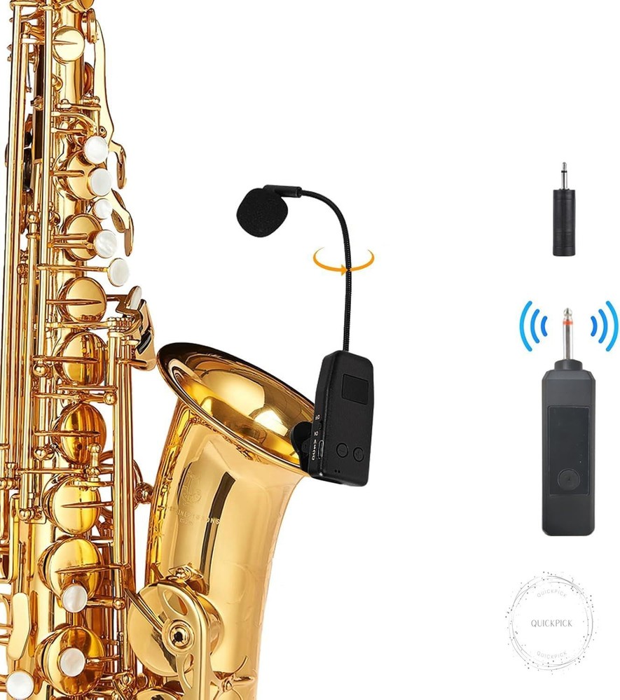 Wireless Saxophone Microphone System, Clip on Instrument Microphone Suitable for