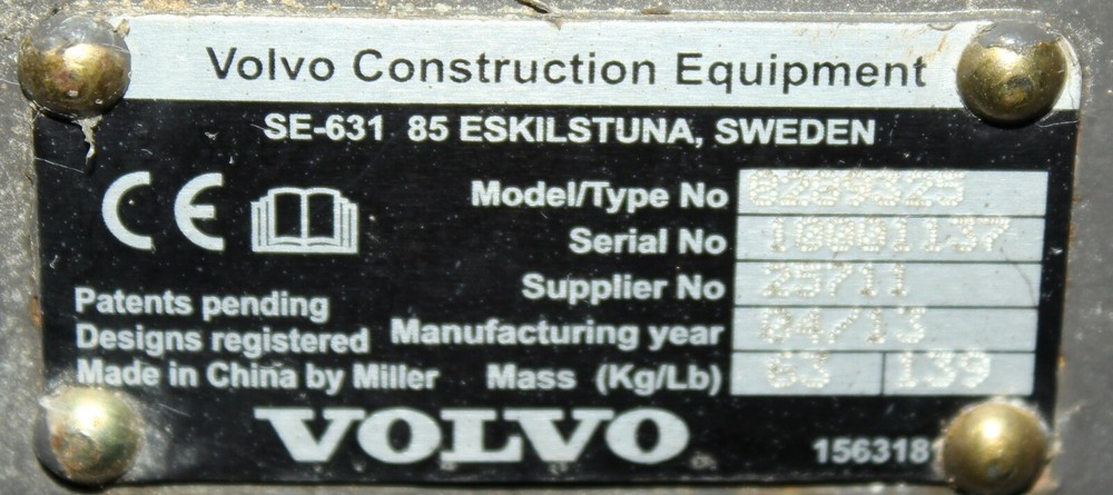 Volvo 8289325 Mechanical Quick Coupler With Coupler Pins Interface U08