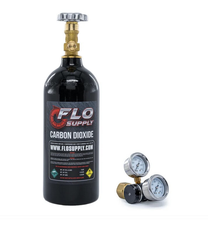 60S-30120-SR Flo Supply 2.5lb Co2 Bottle Brass Valve Adjustable Regulator Bundle