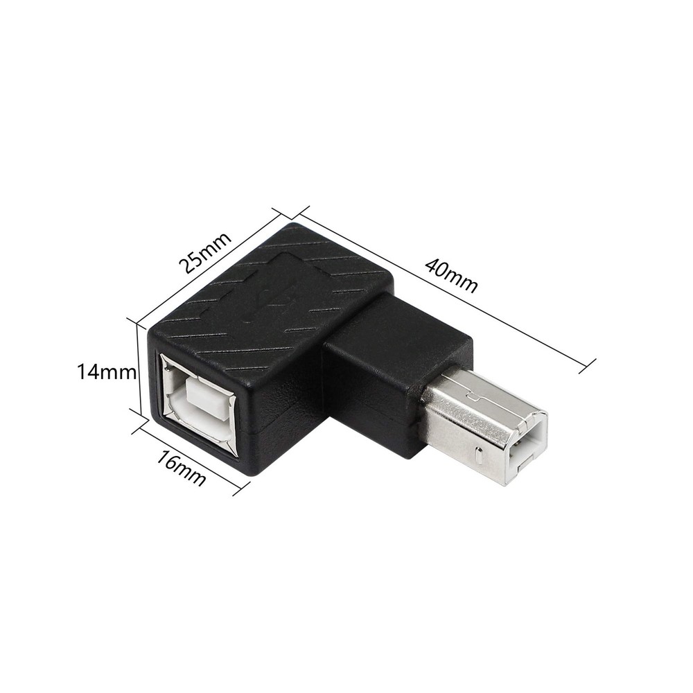 YACSEJAO USB 2.0 Type-B Printer Adapter, 2Pack 90 Degrees B black