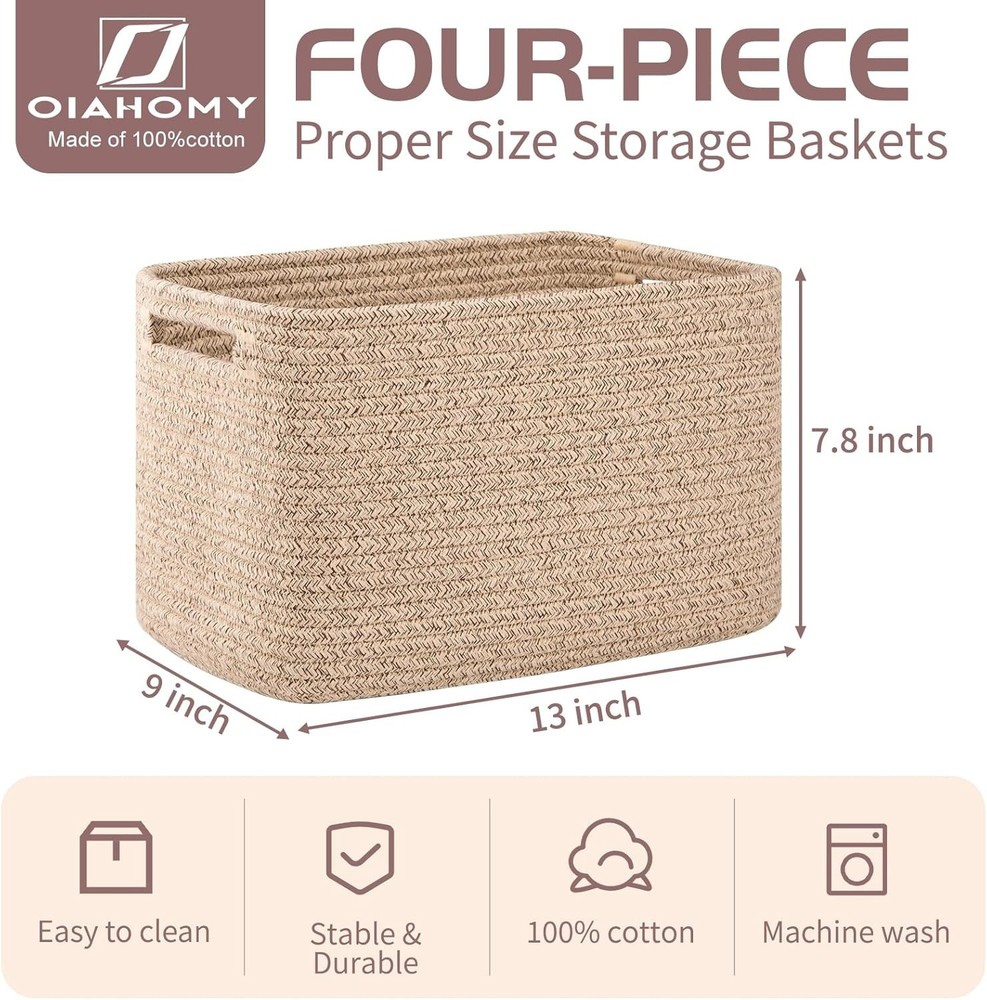4 Pack Storage Baskets Organizing Cube Storage Bins Shelves Rectangle Storage