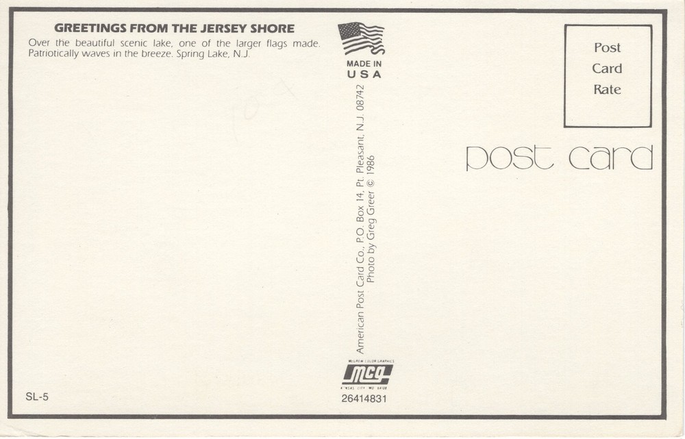 GREETINGS FROM THE JERSEY SHORE - PC6027