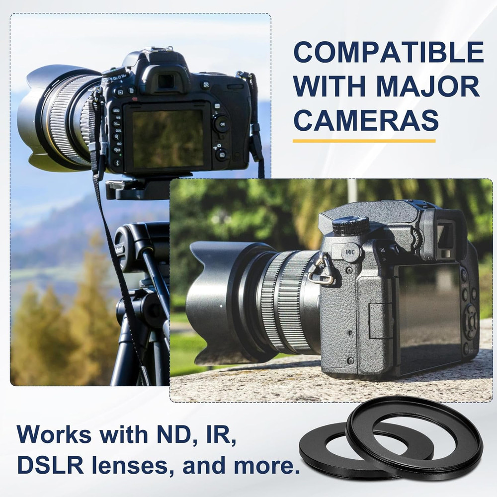 Step down Ring Adapter 58Mm to 49Mm, 2 Pcs Filter Step-Down Rings Camera Lens Fi