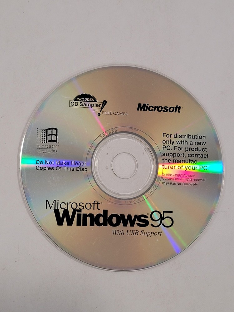 Microsoft Windows 95 Software (PC CD-ROM, 1995) DISC ONLY