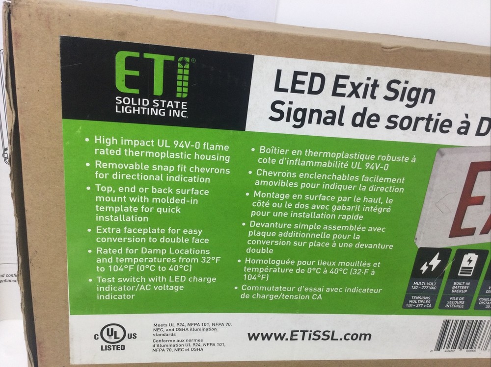 ETI LED Emergency Exit Light Sign Red Model 55301101