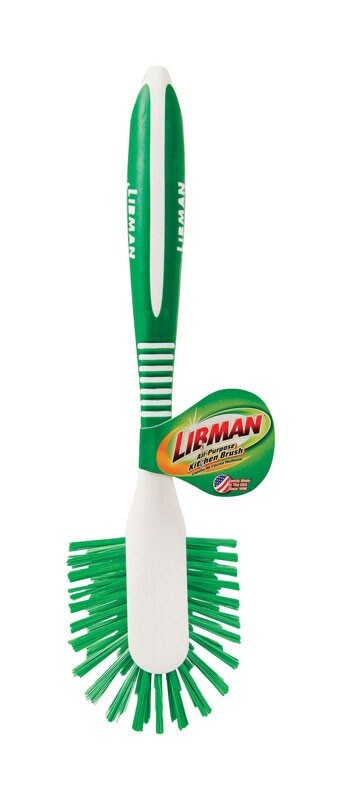 Libman 2.4" W Hard Bristle 8" L Plastic/Rubber Handle Kitchen Dish Brush