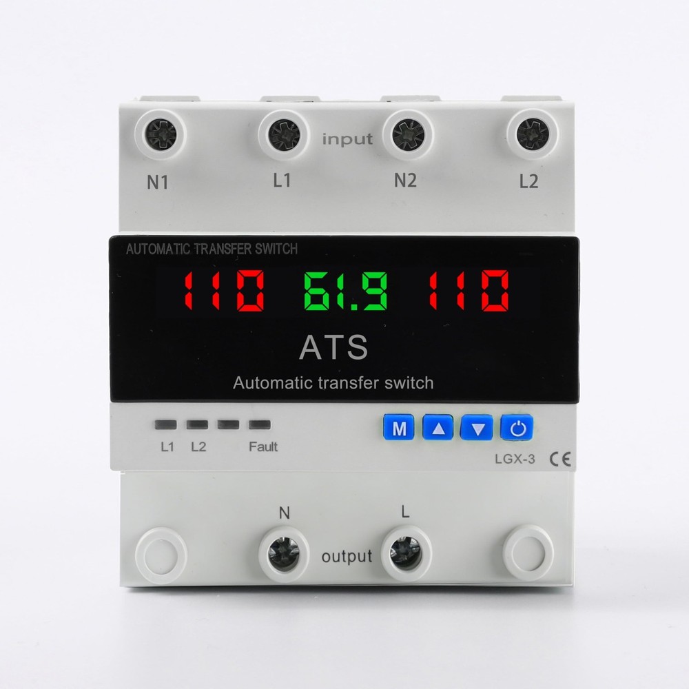 2P Automatic Transfer Switch 63A 110V LCD Display, ATS for Utility Generator Sol