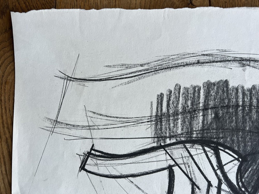 Peter Thursby Original 1967 Charcoal Drawing Study For Sculpture Signed Dated