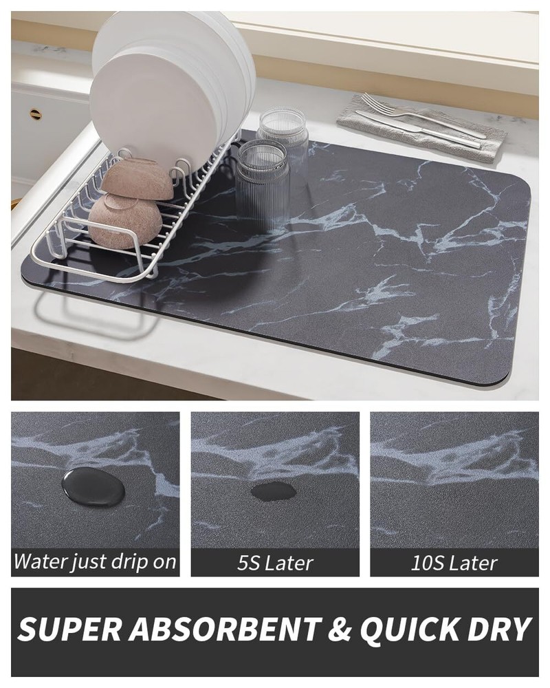 Coffee Mat - Absorbent Dish Drying Mat for Kitchen Counter Fits Under Coffee ...