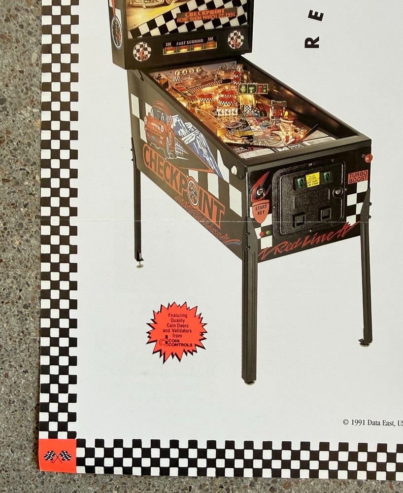 Checkpoint Original Pinball Arcade Flyer | 1991 Data East | Very Good Condition